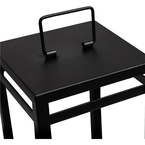 Black Metal Candle Lanterns Set of 2- w/ LED Flameless Candles- 15.8'' & 12.6'' - Picture 2 of 7